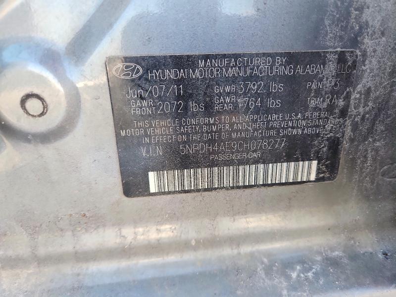 53323126 :رقم المزاد ، 5NPDH4AE9CH078277 vin ، 2012 Hyundai Elantra مزاد بيع