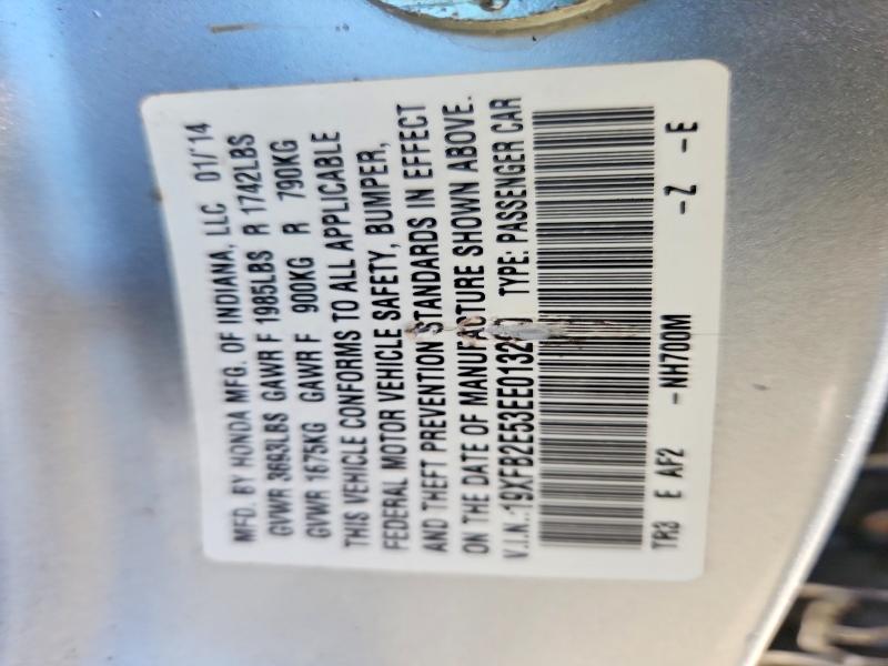 51350186 :رقم المزاد ، 19XFB2E53EE013280 vin ، 2014 Honda Civic مزاد بيع
