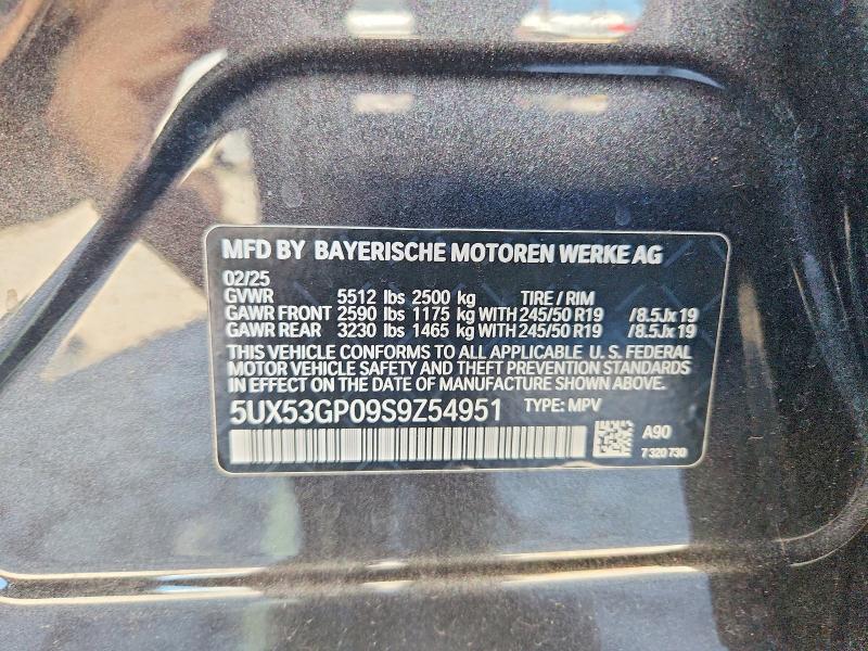 Продаж на аукціоні авто 2025 Bmw X3, vin: 5UX53GP09S9Z54951, номер лоту: 51096696
