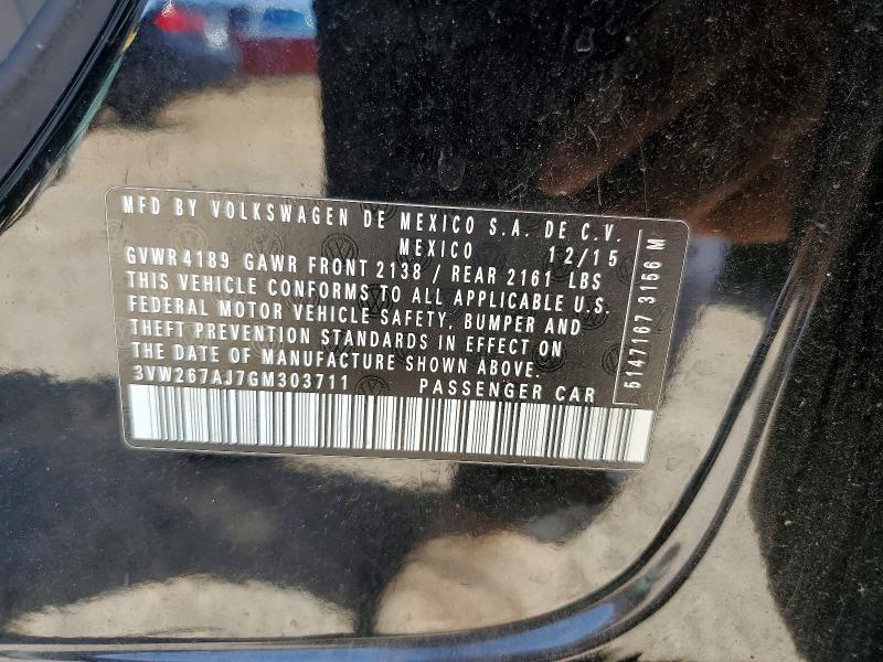 2016 Volkswagen Jetta მანქანა იყიდება აუქციონზე, vin: 3VW267AJ7GM303711, აუქციონის ნომერი: 55318596