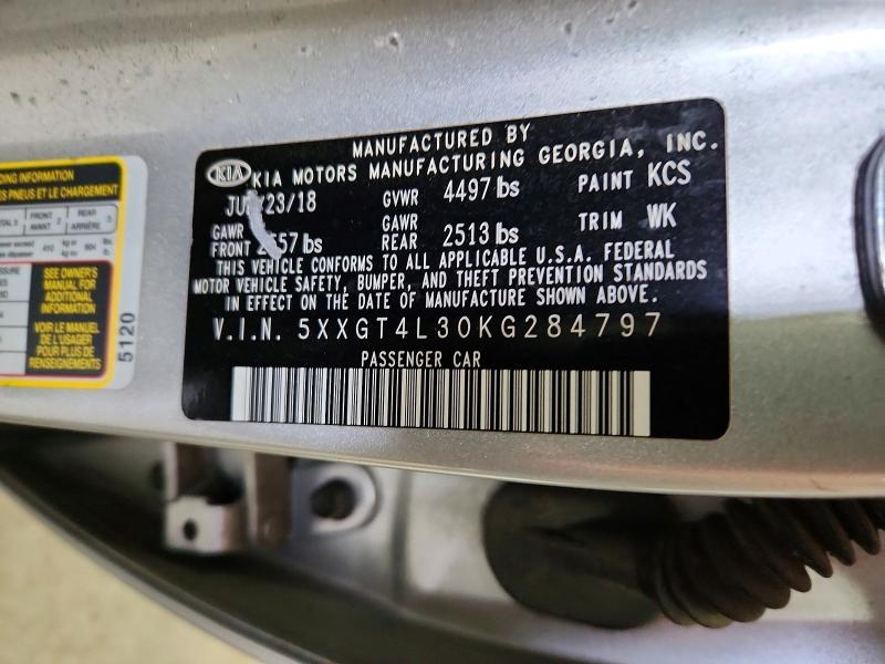 52822706 :رقم المزاد ، 5XXGT4L30KG284797 vin ، 2019 Kia Optima مزاد بيع