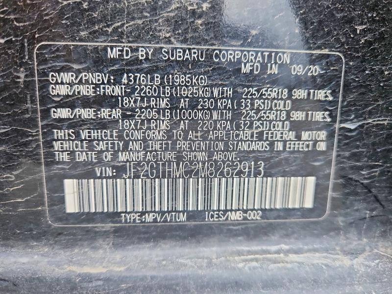 Aukcja sprzedaży 2021 Subaru Crosstrek, vin: JF2GTHMC2M8262913, numer aukcji: 53266286