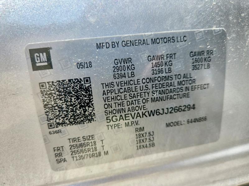 2018 Buick Enclave მანქანა იყიდება აუქციონზე, vin: 5GAEVAKW6JJ266294, აუქციონის ნომერი: 55321656