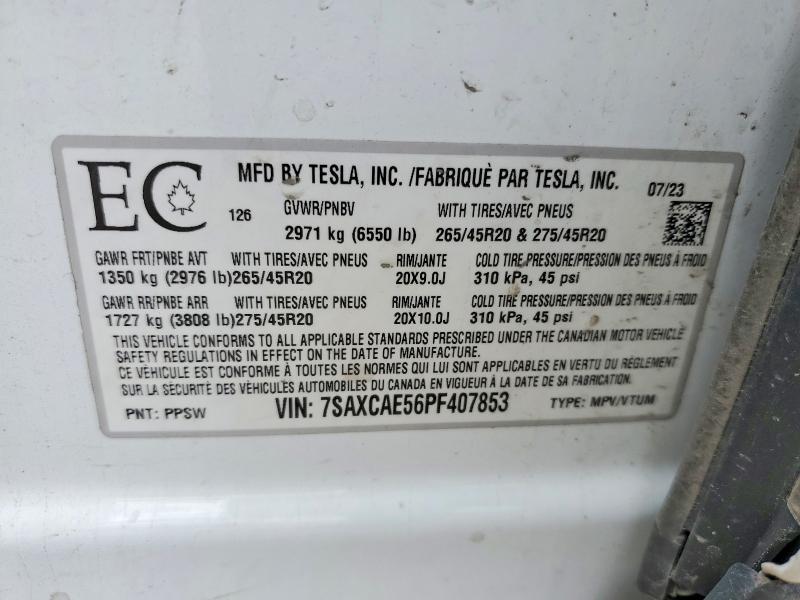 Aukcja sprzedaży 2023 Tesla Model X, vin: 7SAXCAE56PF407853, numer aukcji: 52117666