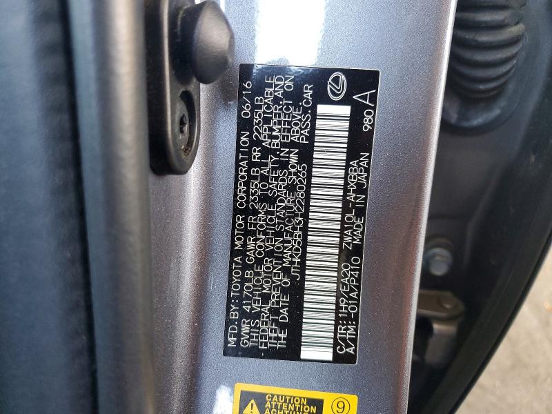 54672536 :رقم المزاد ، JTHKD5BH3H2280265 vin ، 2017 Lexus Ct مزاد بيع