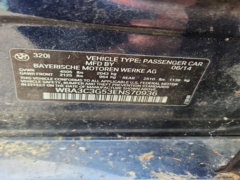 54400166 :رقم المزاد ، WBA3C3G53ENS70936 vin ، 2014 Bmw 320 مزاد بيع