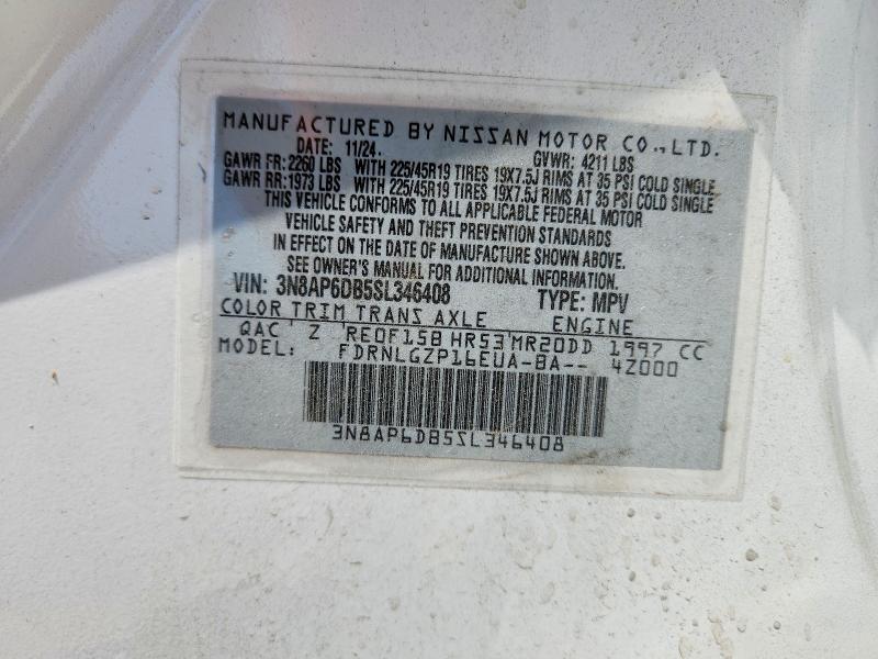 2025 Nissan Kicks მანქანა იყიდება აუქციონზე, vin: 3N8AP6DB5SL346408, აუქციონის ნომერი: 53528916