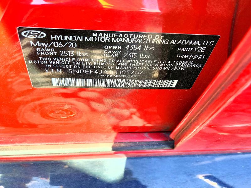 Продажа на аукционе авто 2020 Hyundai Sonata, vin: 5NPEF4JA1LH052117, номер лота: 54481786