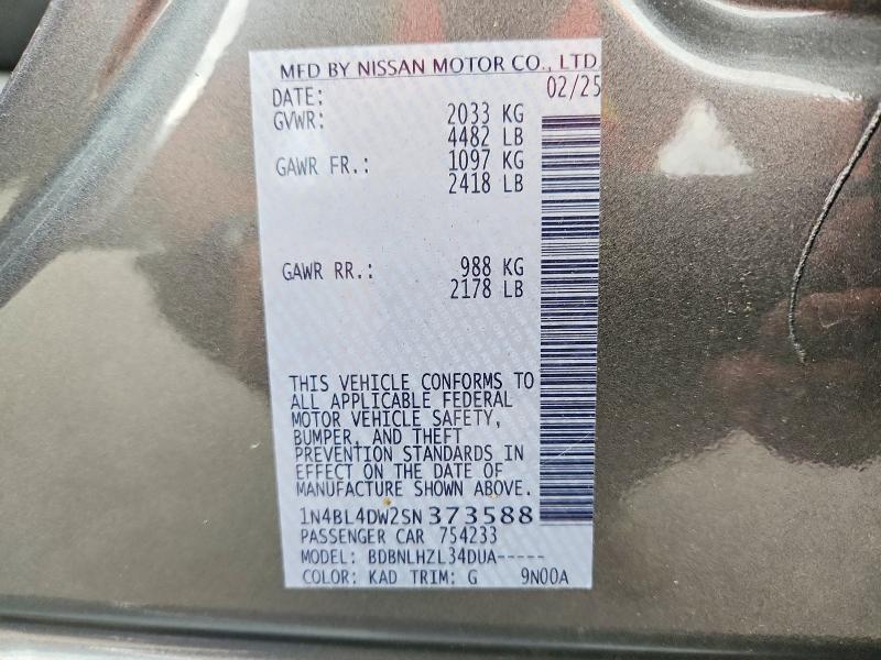 Продажа на аукционе авто 2025 Nissan Altima, vin: 1N4BL4DW2SN373588, номер лота: 55501436