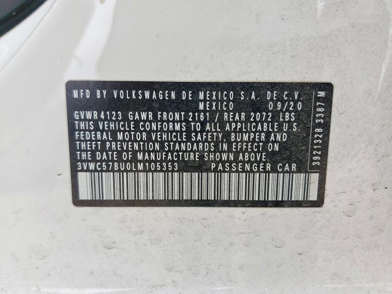 Продажа на аукционе авто 2020 Volkswagen Jetta, vin: 3VWC57BU0LM105353, номер лота: 53370926