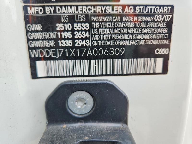 52217406 :رقم المزاد ، WDDEJ71X17A006309 vin ، 2007 Mercedes-benz Cl مزاد بيع
