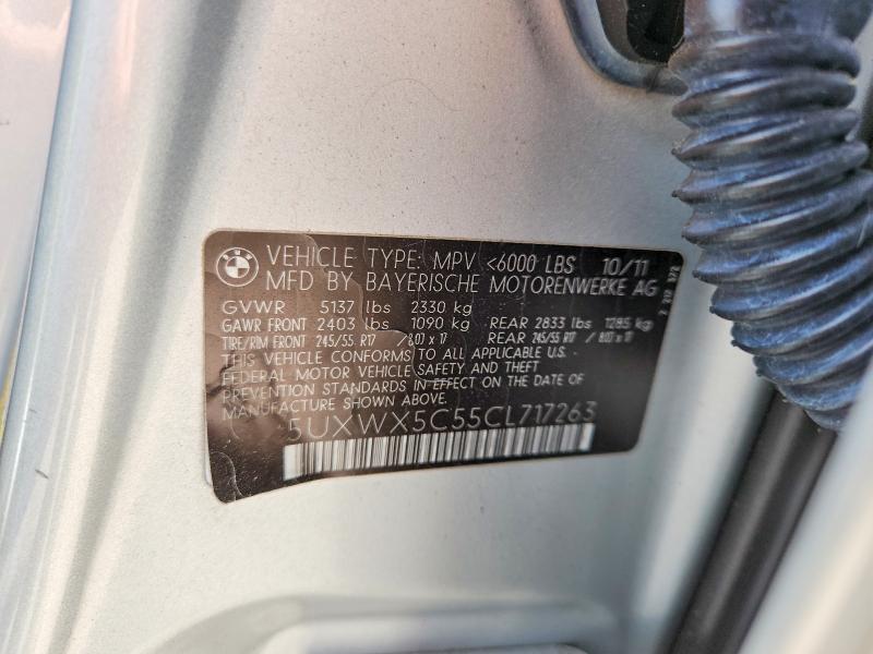 52060006 :رقم المزاد ، 5UXWX5C55CL717263 vin ، 2012 Bmw X3 مزاد بيع