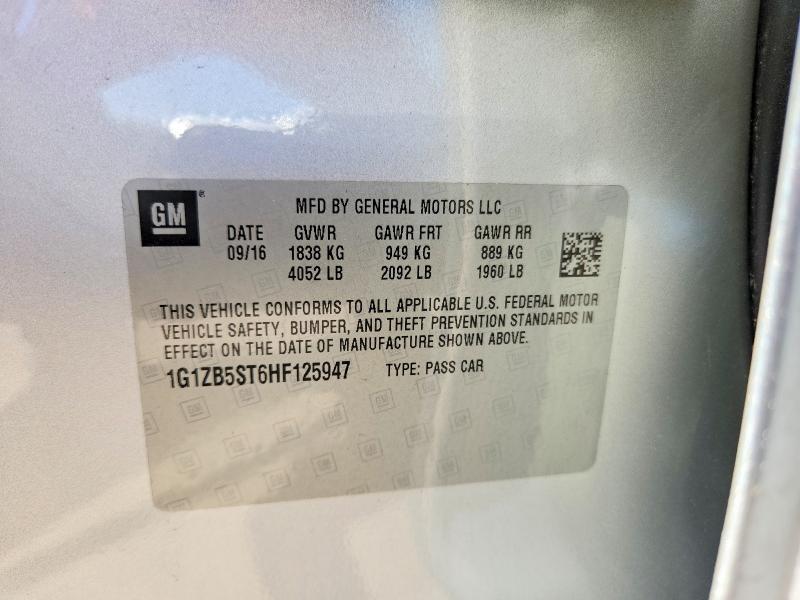 52462846 :رقم المزاد ، 1G1ZB5ST6HF125947 vin ، 2017 Chevrolet Malibu مزاد بيع