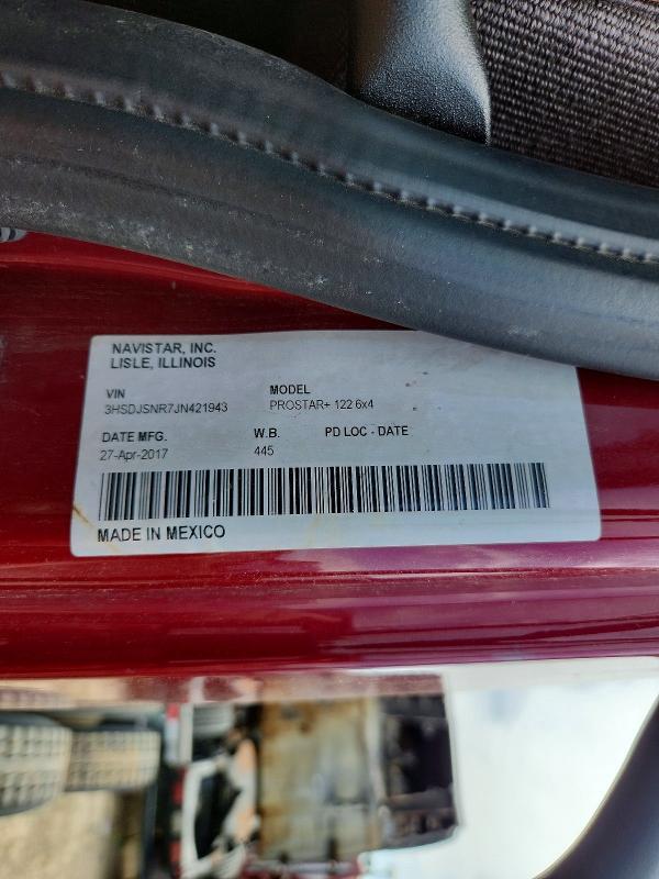54415716 :رقم المزاد ، 3HSDJSNR7JN421943 vin ، 2018 International Prostar مزاد بيع