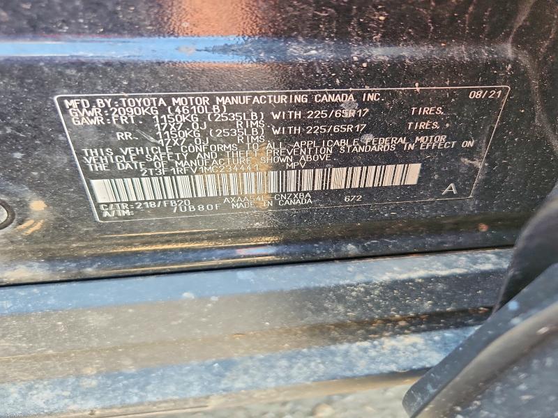 2021 Toyota Rav4 მანქანა იყიდება აუქციონზე, vin: 2T3F1RFV1MC234441, აუქციონის ნომერი: 53739646