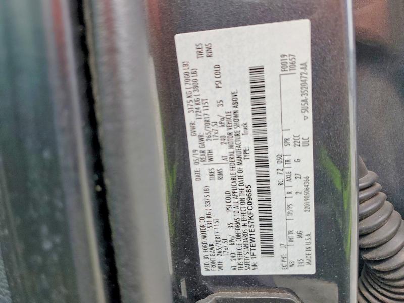 2019 Ford F150 მანქანა იყიდება აუქციონზე, vin: 1FTEW1E57KFC09685, აუქციონის ნომერი: 52751676