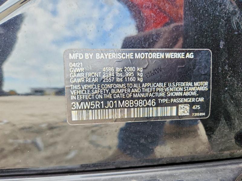 Продажа на аукционе авто 2021 Bmw 330i, vin: 3MW5R1J01M8B98046, номер лота: 55079256