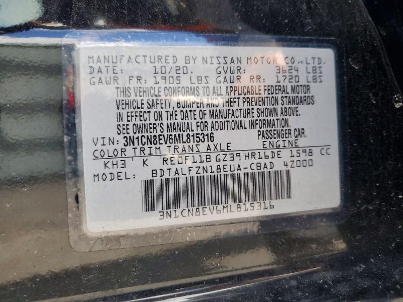 55276636 :رقم المزاد ، 3N1CN8EV6ML815316 vin ، 2021 Nissan Versa مزاد بيع