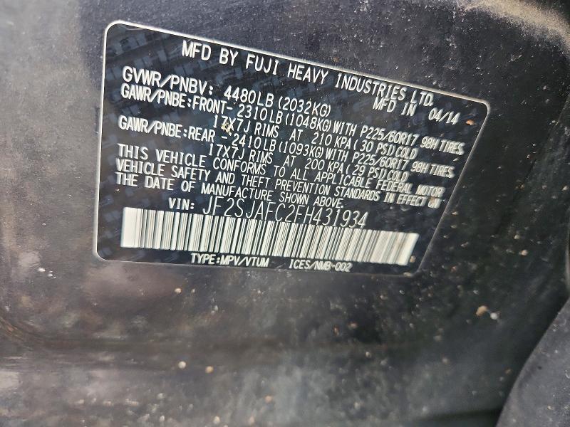 53227646 :رقم المزاد ، JF2SJAFC2FH431934 vin ، 2015 Subaru Forester مزاد بيع