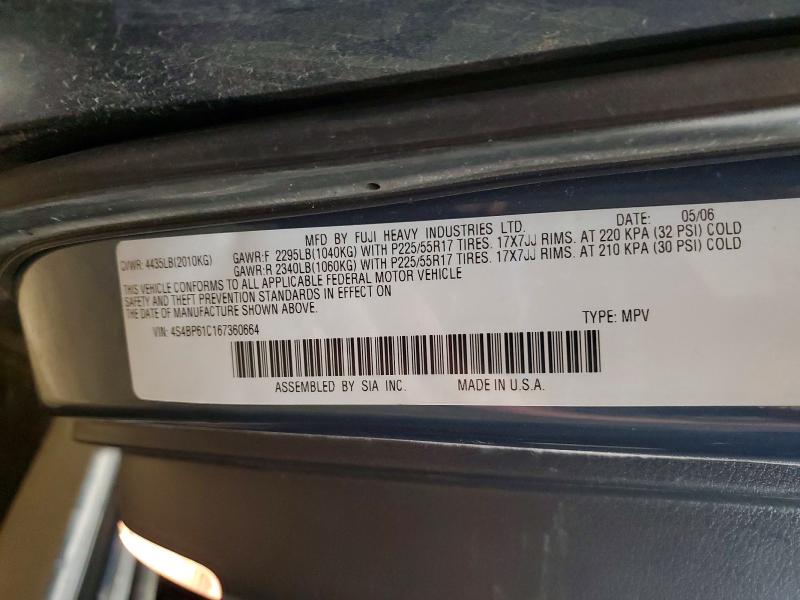 Продаж на аукціоні авто 2006 Subaru Legacy, vin: 4S4BP61C167360664, номер лоту: 53669226