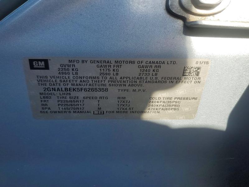 Продаж на аукціоні авто 2015 Chevrolet Equinox, vin: 2GNALBEK5F6265358, номер лоту: 52261616