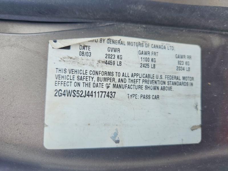 2004 Buick Century მანქანა იყიდება აუქციონზე, vin: 2G4WS52J441177437, აუქციონის ნომერი: 52839826