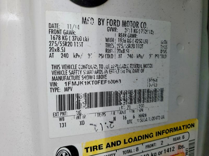 53667356 :رقم المزاد ، 1FMJK1KT0FEF18063 vin ، 2015 Ford Expedition مزاد بيع
