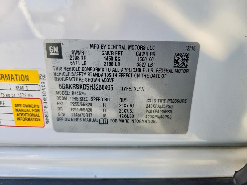 Aukcja sprzedaży 2017 Buick Enclave, vin: 5GAKRBKD5HJ250495, numer aukcji: 53335446