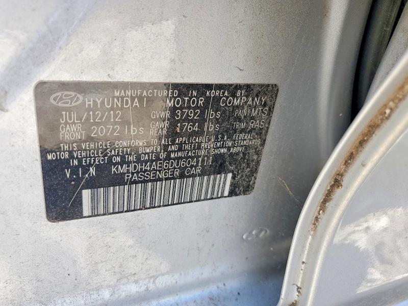 2013 Hyundai Elantra მანქანა იყიდება აუქციონზე, vin: KMHDH4AE6DU604111, აუქციონის ნომერი: 52414706