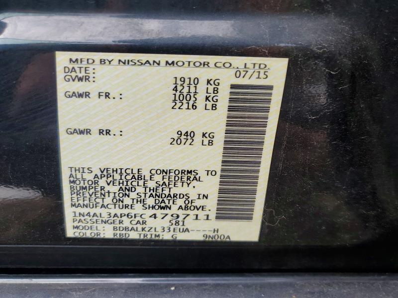 Aukcja sprzedaży 2015 Nissan Altima, vin: 1N4AL3AP6FC479711, numer aukcji: 52101006