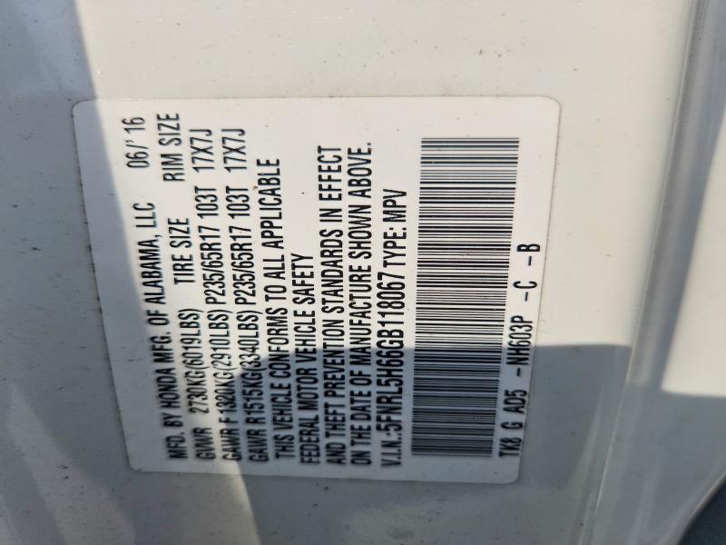 2016 Honda Odyssey მანქანა იყიდება აუქციონზე, vin: 5FNRL5H66GB118067, აუქციონის ნომერი: 53622856