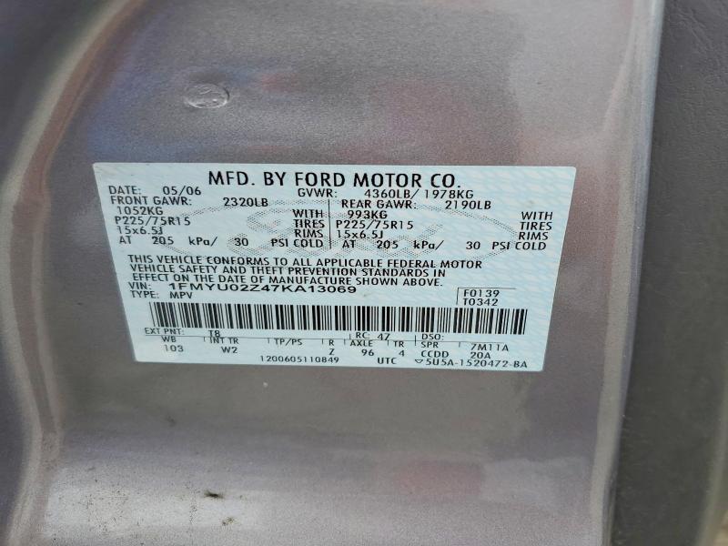 2007 Ford Escape მანქანა იყიდება აუქციონზე, vin: 1FMYU02Z47KA13069, აუქციონის ნომერი: 55186676