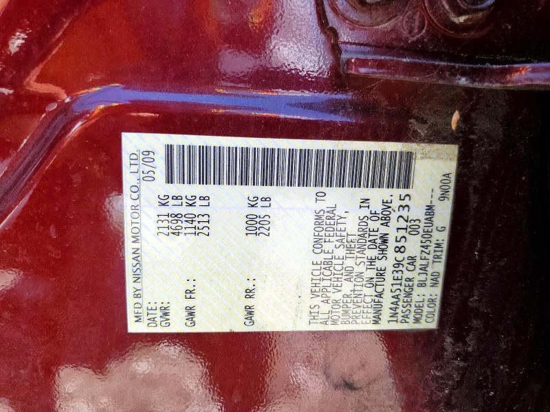 Aukcja sprzedaży 2009 Nissan Maxima, vin: 1N4AA51E39C851235, numer aukcji: 51341216