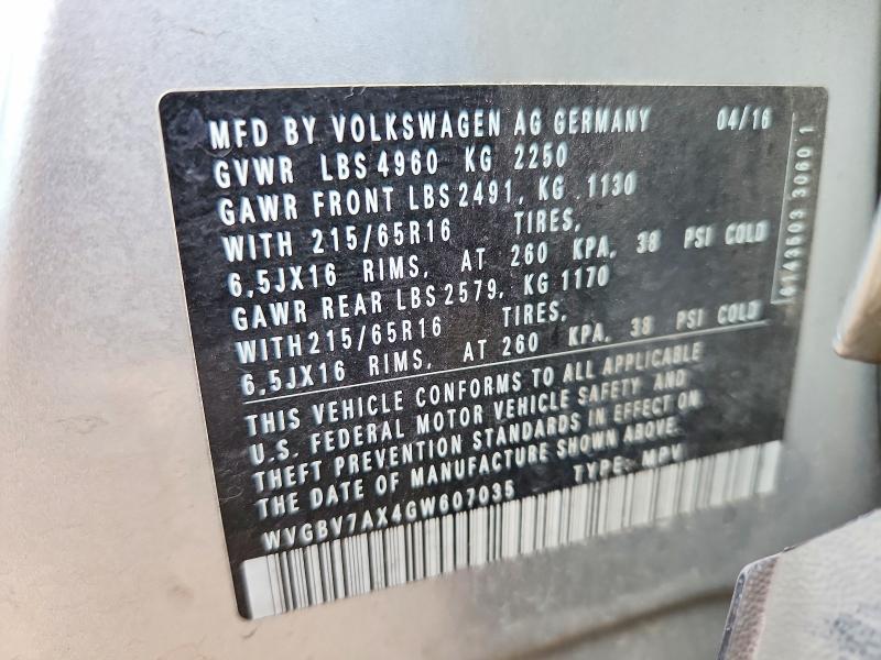 Aukcja sprzedaży 2016 Volkswagen Tiguan, vin: WVGBV7AX4GW607035, numer aukcji: 55394386