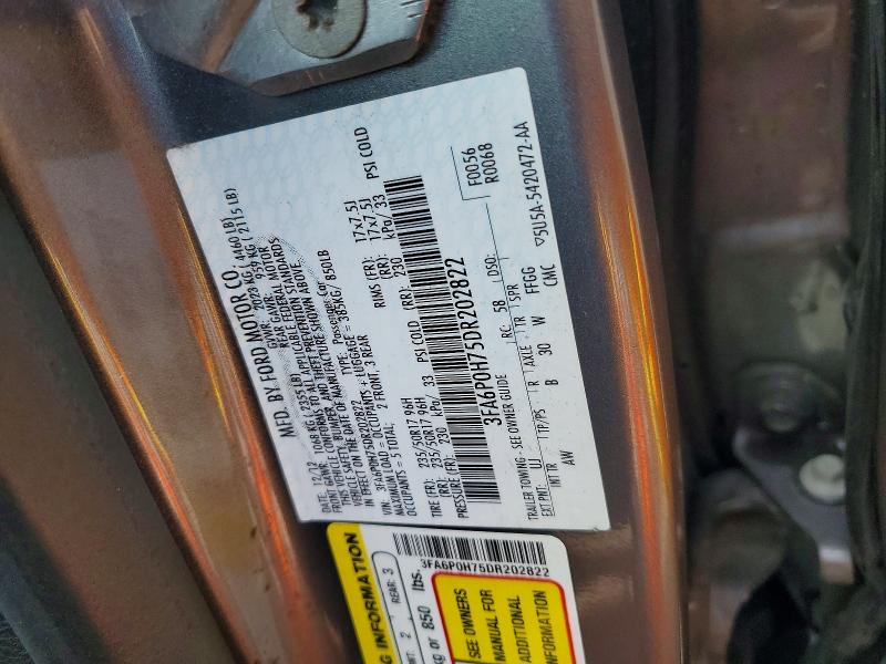Продажа на аукционе авто 2013 Ford Fusion, vin: 3FA6P0H75DR202822, номер лота: 55190886