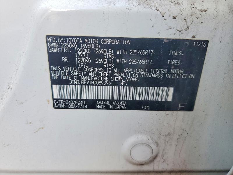52732346 :رقم المزاد ، JTMRJREV1HD089398 vin ، 2017 Toyota Rav4 Hybrid مزاد بيع