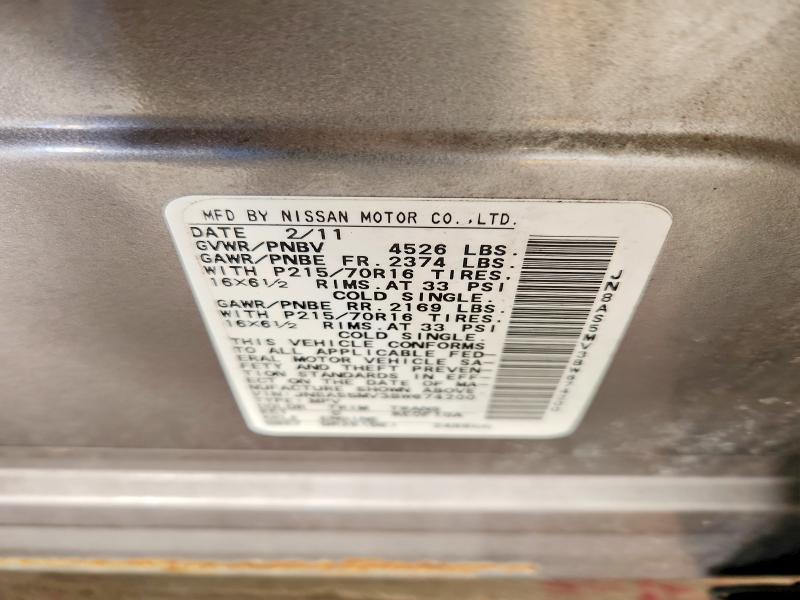54075206 :رقم المزاد ، JN8AS5MV3BW674200 vin ، 2011 Nissan Rogue مزاد بيع
