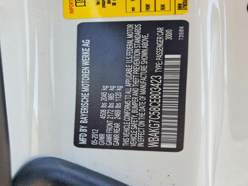 Продаж на аукціоні авто 2012 Bmw 335, vin: WBAKG7C58CE803423, номер лоту: 52456406