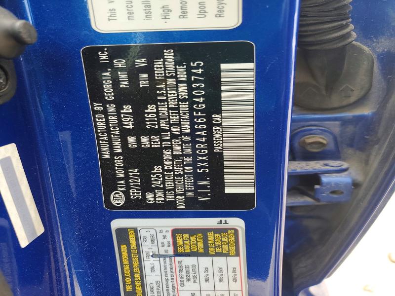 Aukcja sprzedaży 2015 Kia Optima, vin: 5XXGR4A66FG403745, numer aukcji: 54425386