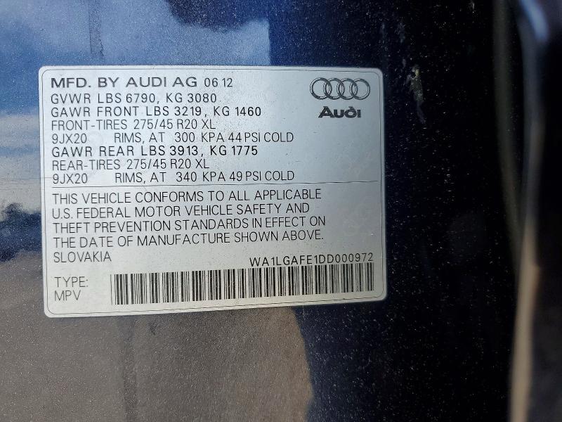 Aukcja sprzedaży 2013 Audi Q7, vin: WA1LGAFE1DD000972, numer aukcji: 54841266