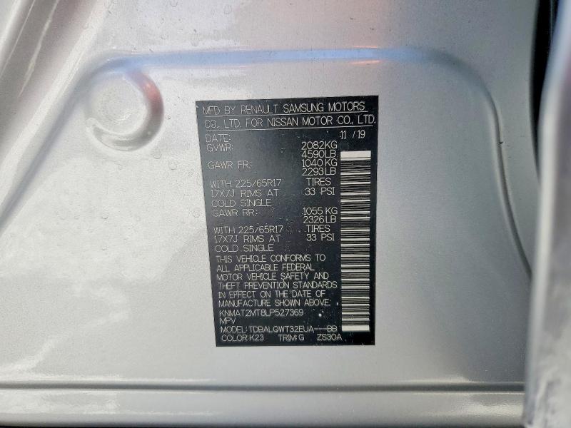 54809436 :رقم المزاد ، KNMAT2MT8LP527369 vin ، 2020 Nissan Rogue مزاد بيع
