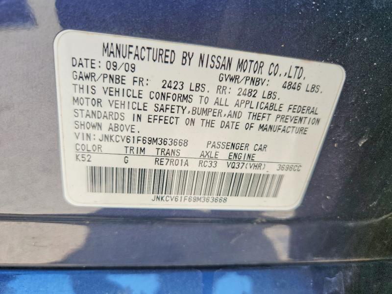 Aukcja sprzedaży 2009 Infiniti G37 Sedan, vin: JNKCV61F69M363668, numer aukcji: 53330436