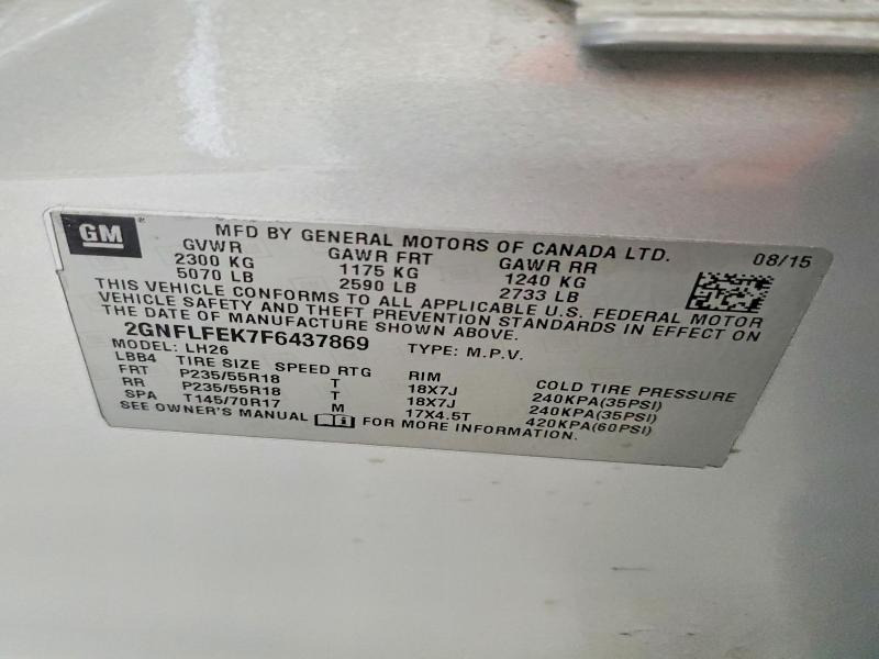 55700106 :رقم المزاد ، 2GNFLFEK7F6437869 vin ، 2015 Chevrolet Equinox مزاد بيع