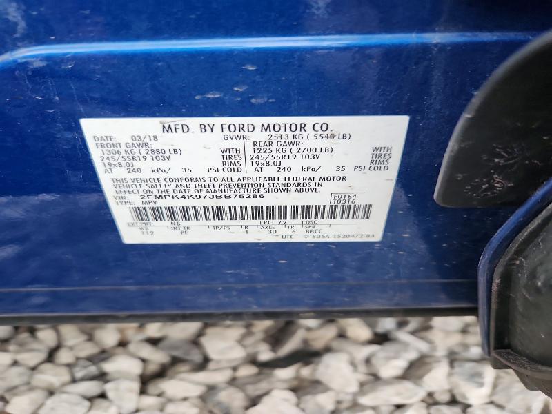 Продажа на аукционе авто 2018 Ford Edge, vin: 2FMPK4K97JBB75286, номер лота: 54084826