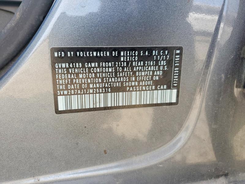 51547646 :رقم المزاد ، 3VW2B7AJ1JM258316 vin ، 2018 Volkswagen Jetta مزاد بيع