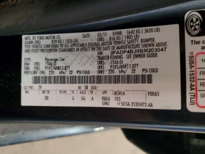 Продаж на аукціоні авто 2011 Ford Fiesta, vin: 3FADP4BJ9BM203047, номер лоту: 54147726
