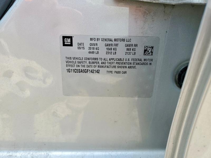 53047486 :رقم المزاد ، 1G11C5SA6GF142142 vin ، 2016 Chevrolet Malibu Limited مزاد بيع