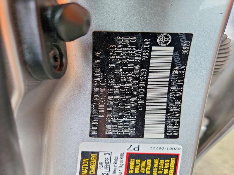 53279296 :رقم المزاد ، 4T1BF1FK3HU415299 vin ، 2017 Toyota Camry مزاد بيع