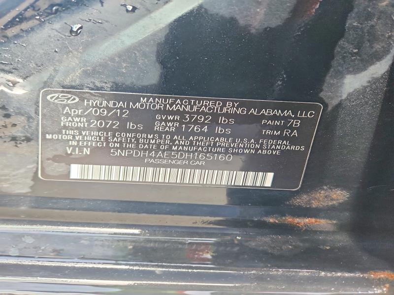 Продажа на аукционе авто 2013 Hyundai Elantra, vin: 5NPDH4AE5DH165160, номер лота: 54688106