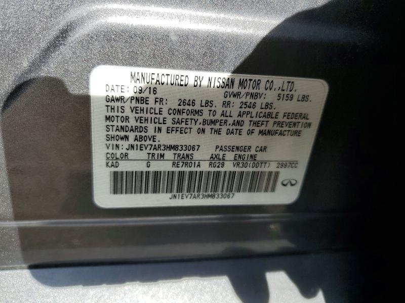 Продаж на аукціоні авто 2017 Infiniti Q50, vin: JN1EV7AR3HM833067, номер лоту: 54976826